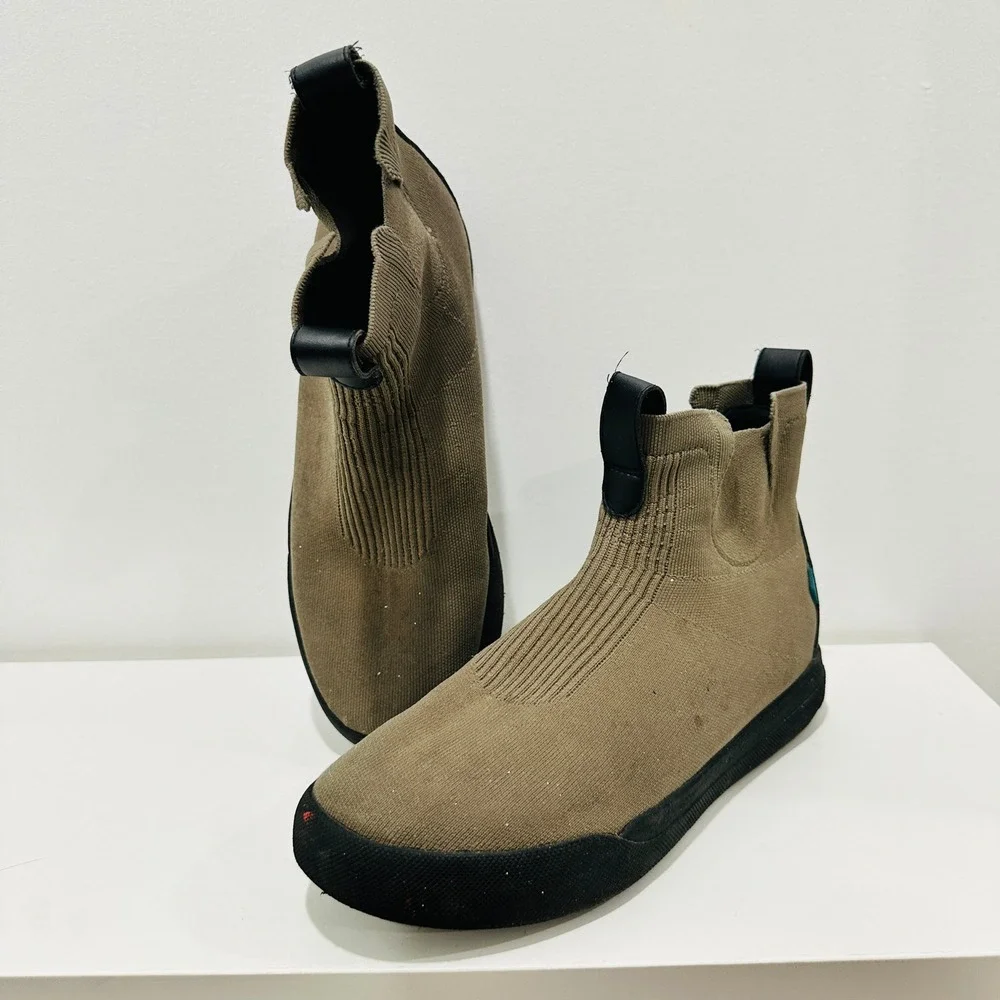 Vessi Weekend Chelsea Mens 10 Waterproof Knit Boots Olive Green Brown Ankle Boot